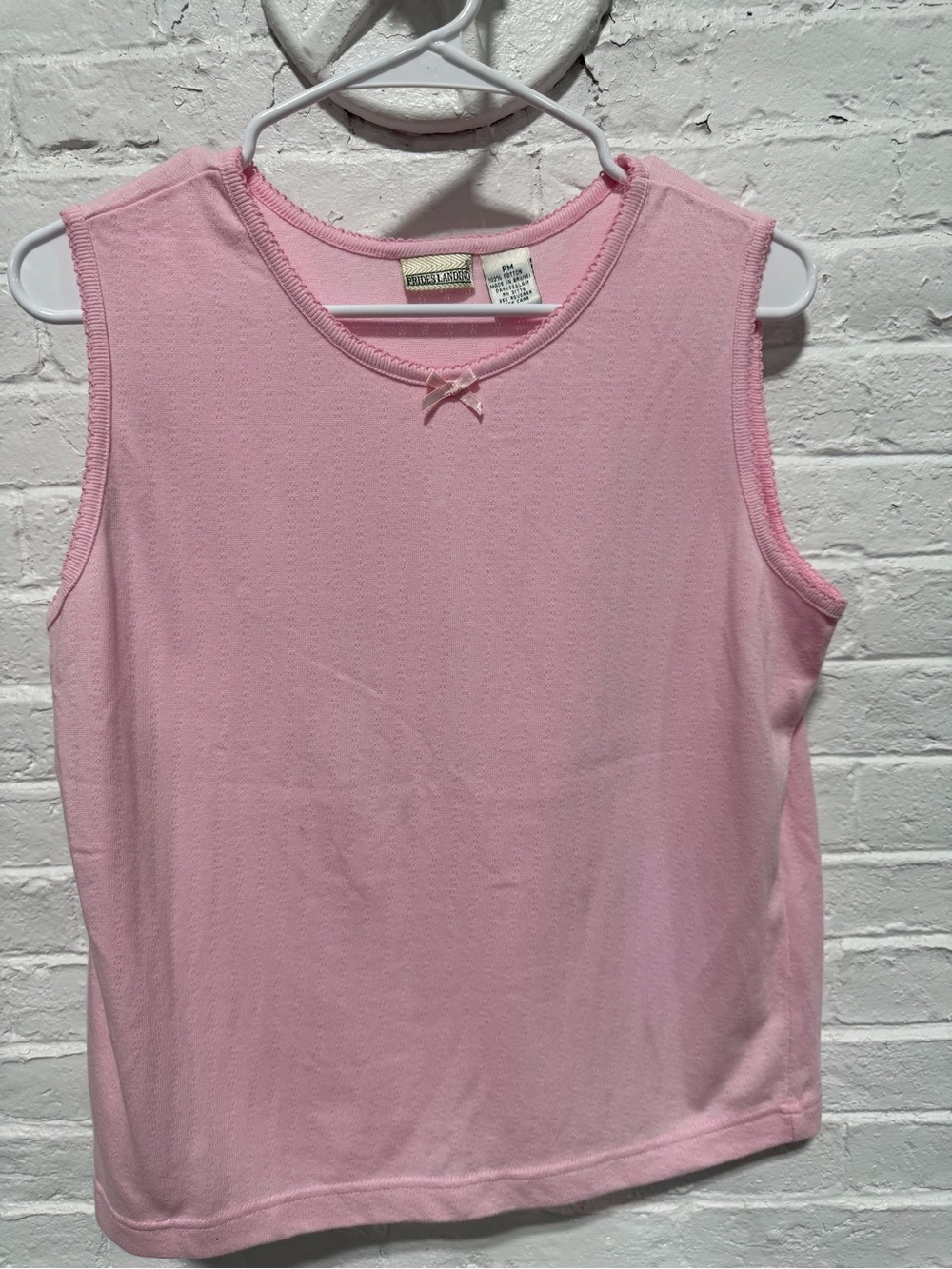 Wonderkids Light Pink Ribbed Tank Top with Bow Accent